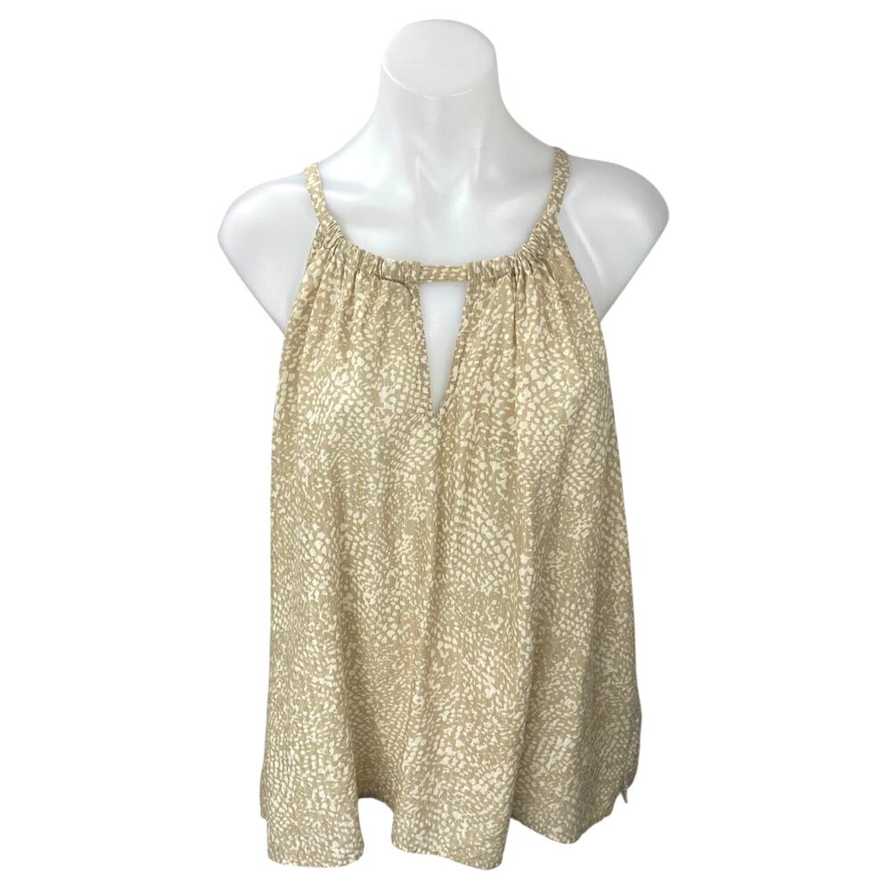 NEW Gap Beige Khaki Sleeveless Halter Keyhole Tie Back Tank Blouse Top Size XL